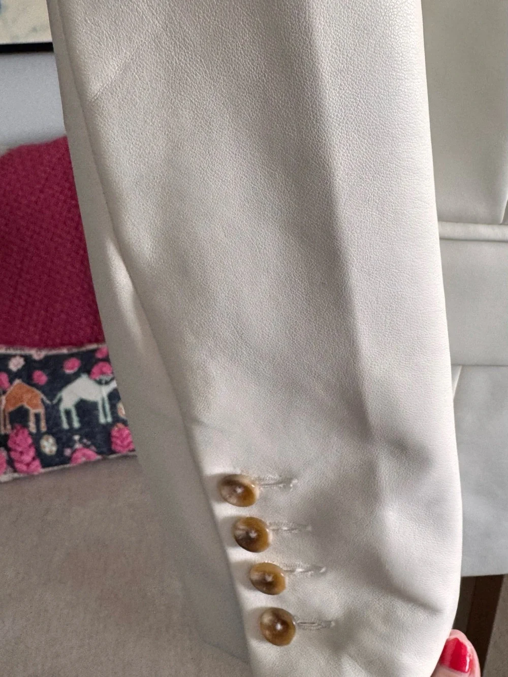 Pistola Joni Ivory Faux Leather Double-Breasted Blazer Size XS